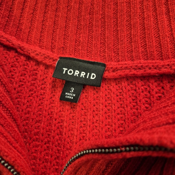 Torrid Red Cable Knit Women's Turtleneck Sweater - Picture 3 of 5